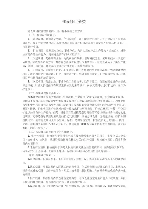 建设项目分类