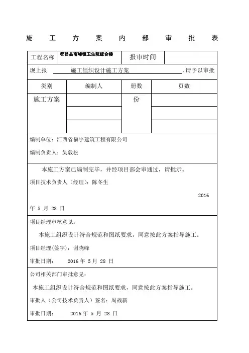 施工方案内部审批表
