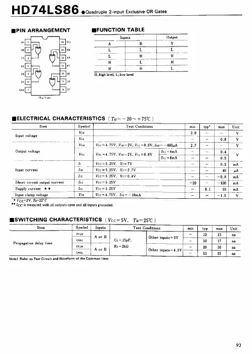 74ls86中文资料_数据手册_参数