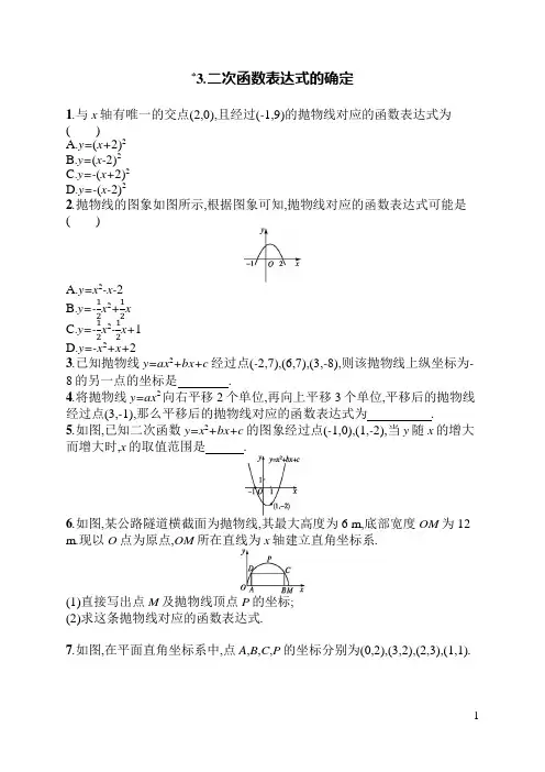 21.2.3二次函数表达式的确定