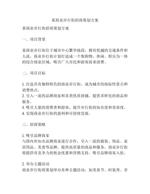 某商业步行街招商策划方案