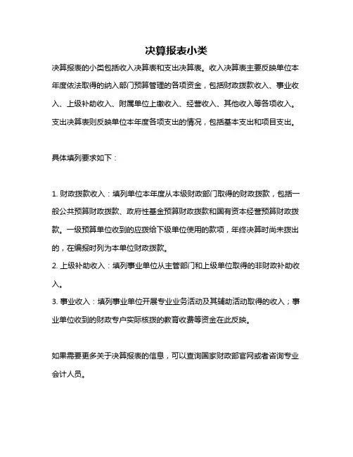 决算报表小类