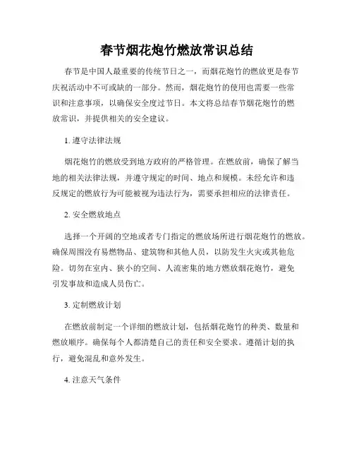 春节烟花炮竹燃放常识总结
