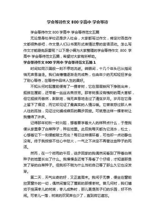 学会等待作文800字高中学会等待范文五篇