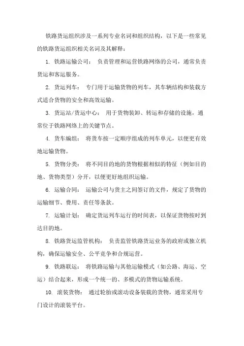 铁路货运组织一批名词解释
