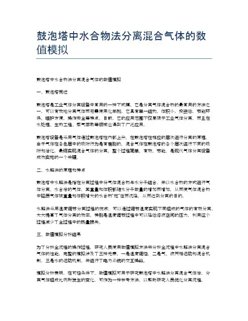 鼓泡塔中水合物法分离混合气体的数值模拟