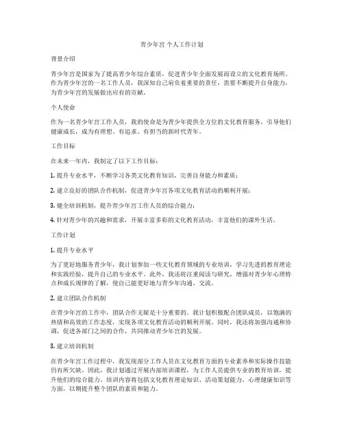 青少年宫 个人工作计划
