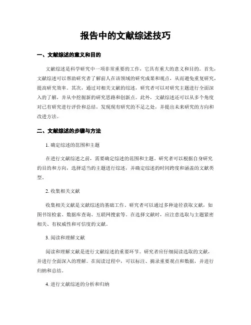 报告中的文献综述技巧