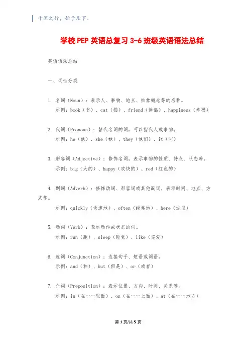 小学PEP英语总复习3-6年级英语语法总结