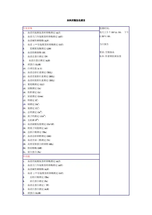 本科开展生化项目