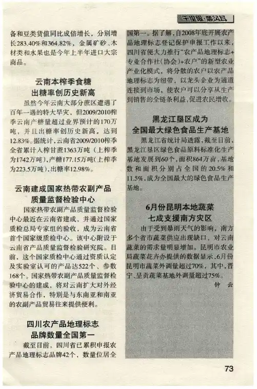 四川农产品地理标志品牌数量全国第一