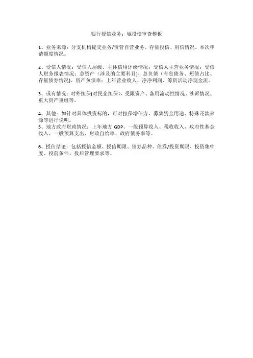 银行授信业务(城投债审核模板)