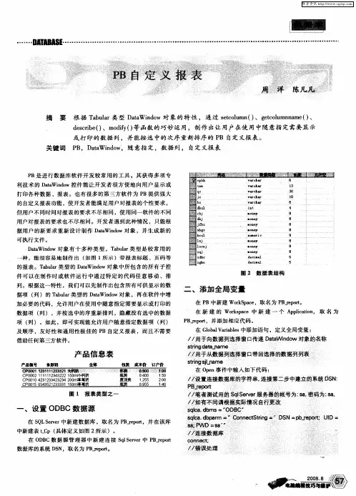 PB自定义报表