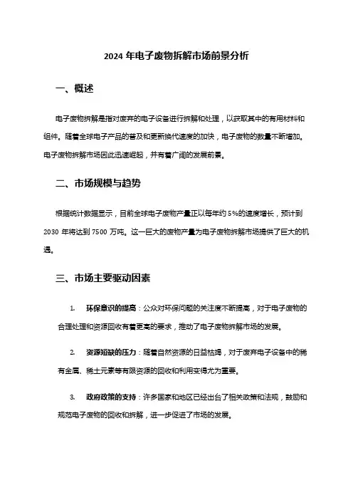 2024年电子废物拆解市场前景分析