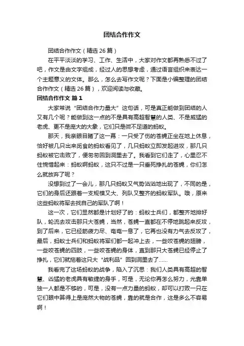 团结合作作文（精选26篇）