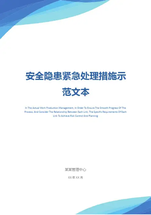 安全隐患紧急处理措施示范文本
