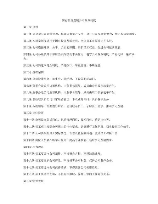 国有投资发展公司规章制度