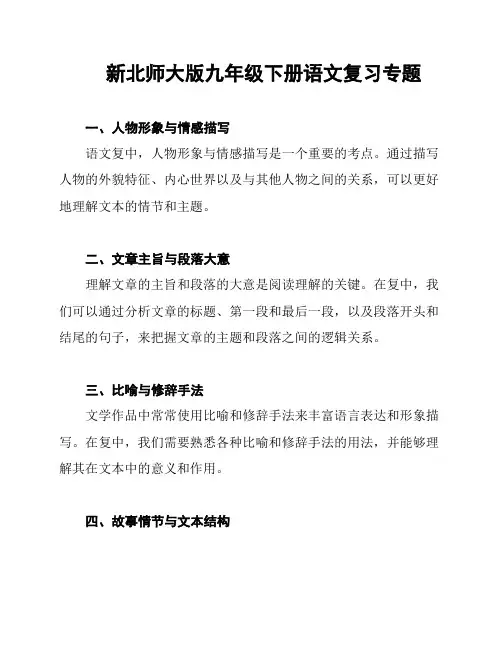 新北师大版九年级下册语文复习专题