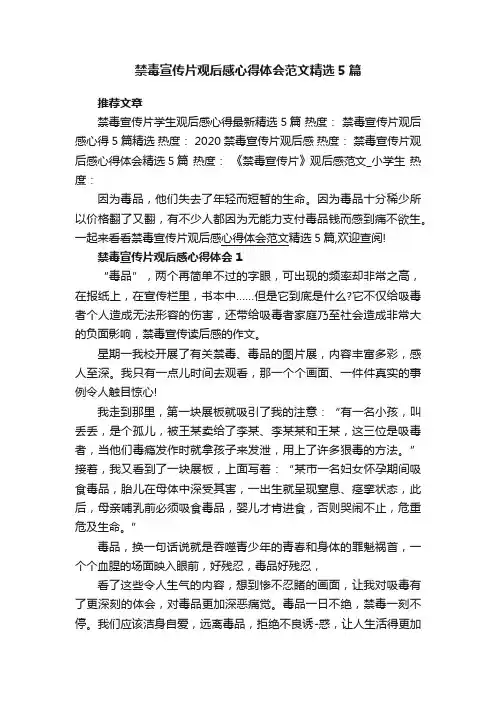 禁毒宣传片观后感心得体会范文精选5篇