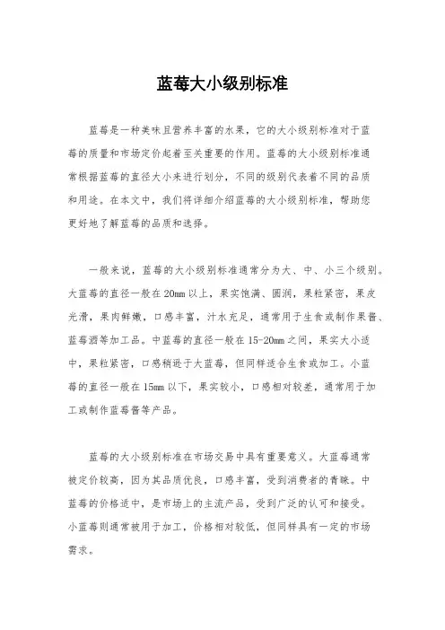 蓝莓大小级别标准