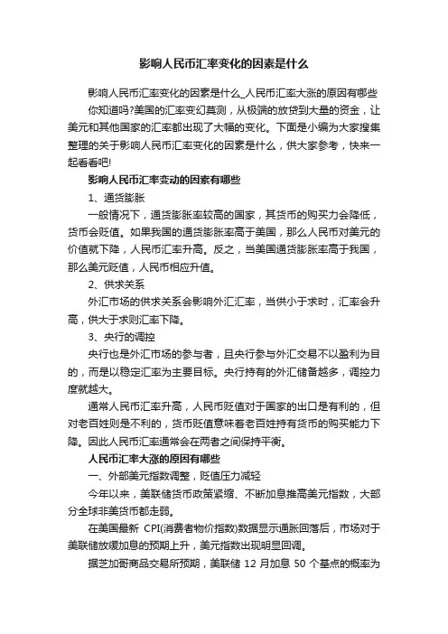 影响人民币汇率变化的因素是什么