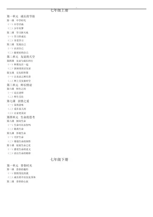 初中《道德与法治》教材目录(部编版)课件.doc