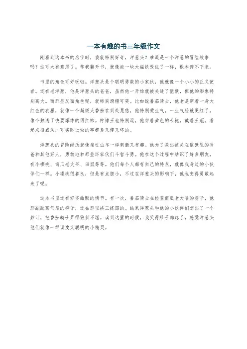 一本有趣的书三年级作文
