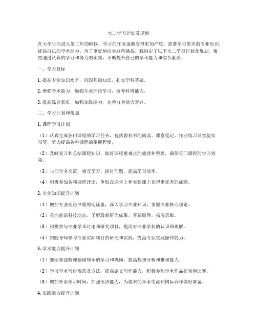 大二学习计划及规划