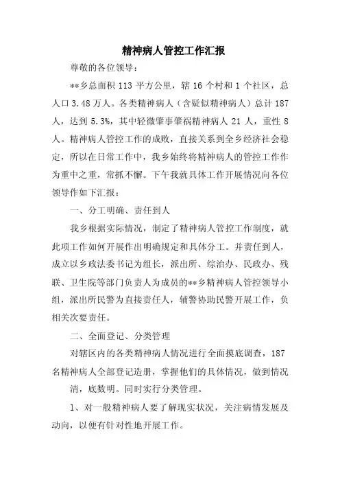 《精神病人管控工作汇报》