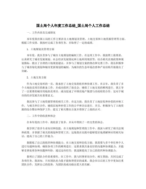 国土局个人年度工作总结_国土局个人工作总结