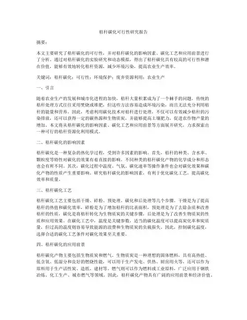 秸秆碳化可行性研究报告