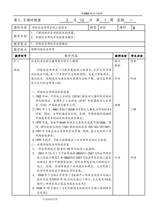 网络综合布线教案