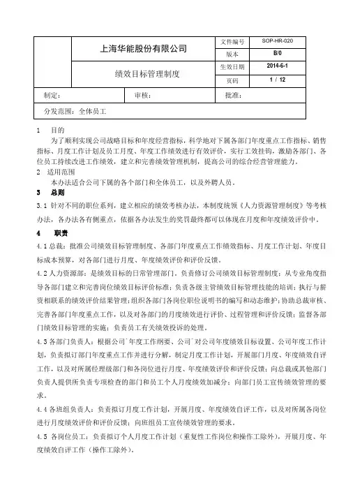 绩效目标管理制度