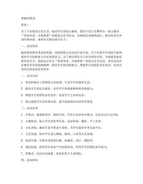 活动经费补助申请报告