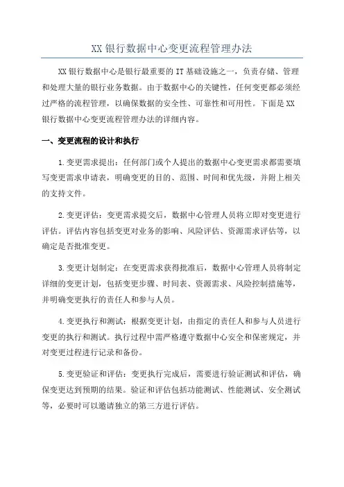 XX银行数据中心变更流程管理办法