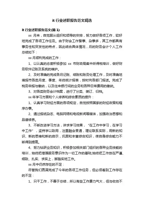 it行业述职报告范文精选