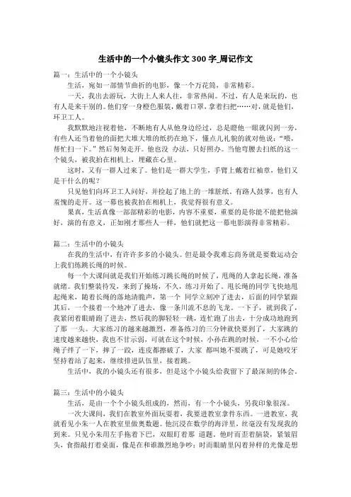 生活中的一个小镜头作文300字_周记作文