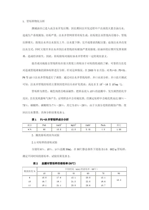 注水管线酸洗除垢工艺