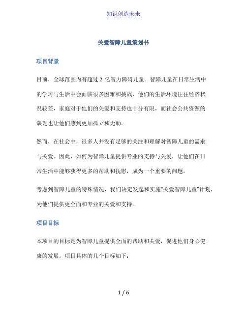关爱智障儿童策划书