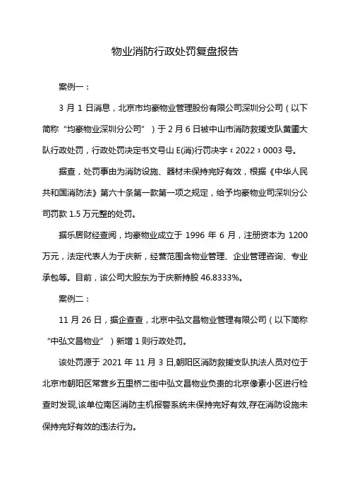 物业消防行政处罚复盘报告