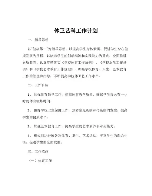 体卫艺科工作计划