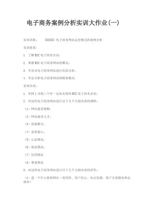 电子商务案例分析实训大作业(一)