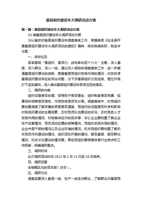 基层组织建设年大调研活动方案