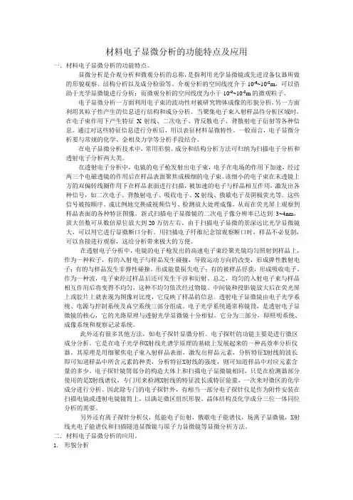 材料电子显微分析的功能特点及应用