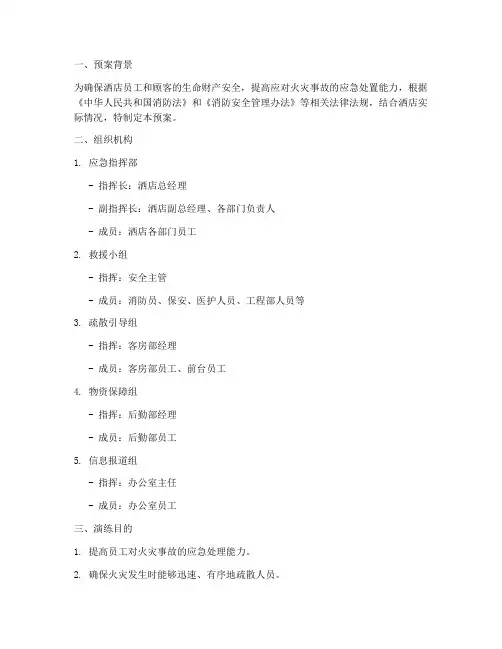 洒店火灾演练预案