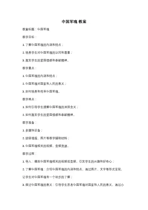 中国军魂 教案
