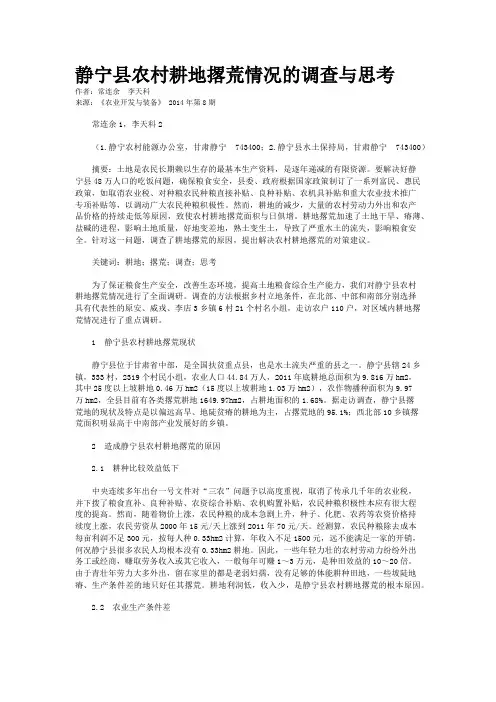 静宁县农村耕地撂荒情况的调查与思考