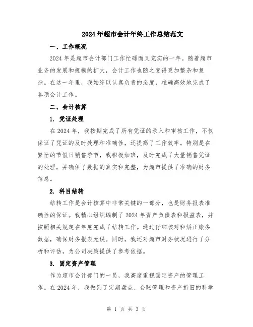 2024年超市会计年终工作总结范文