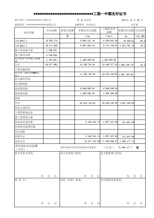 中期支付报表