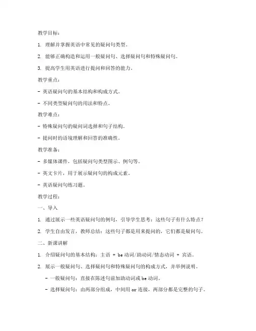英语疑句讲解教案模板范文
